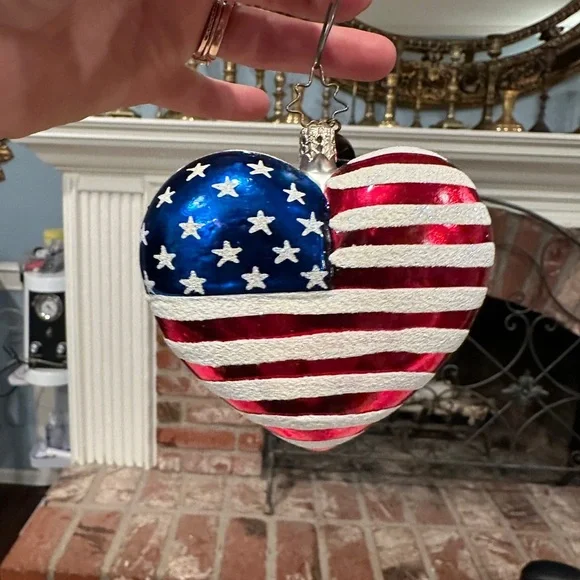 Vintage Christopher Radko Handmade Patriotic Heart Ornament - Picture 6 of 8